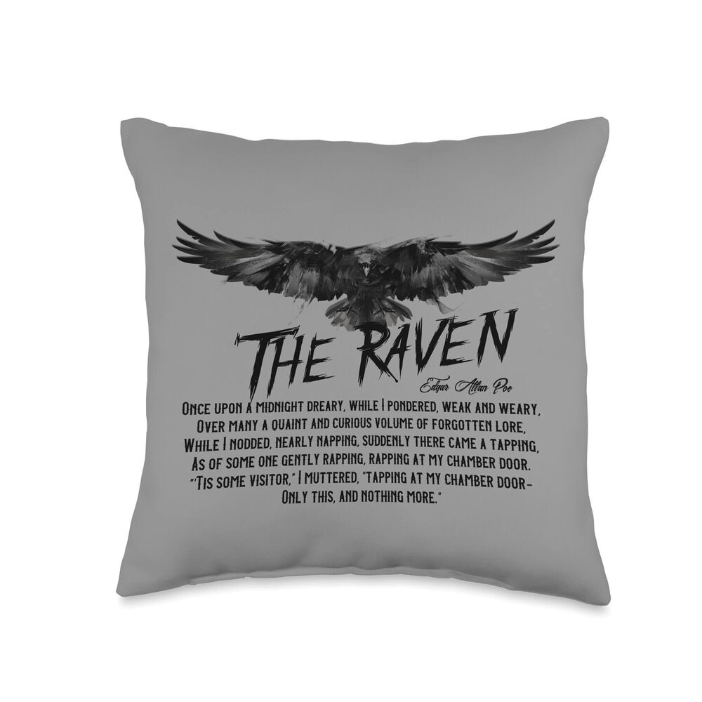 5538 The Raven, Edgar Allan Poe, Fan Art t-shirts and gifts Throw Pillow